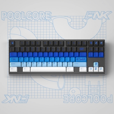 Poolcore Gradient Blue 104+37 PBT Dye-subbed Keycaps Set for Cherry MX Mechanical Gaming Keyboard